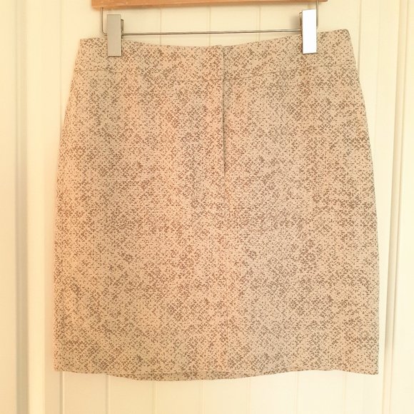 Loft Fully Lined Printed Linen Skirt Tan Khaki Size 8 - Picture 1 of 11